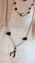 Load image into Gallery viewer, Tigers Eye + Gold Sheen Obsidian Crescent Moon Set *made to order*
